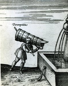 Ein Lehrling holt Wasser von einem Brunnen (Detail) von Joris Hoefnagel