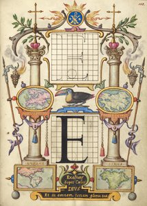Anleitung zum Konstruieren des Buchstabens E von Joris Hoefnagel