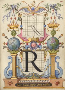 Anleitung zum Konstruieren des Buchstabens R von Joris Hoefnagel