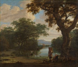 Landschaft mit Fischer mit einem quadratischen Netz von Joris van der Haagen