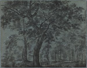Wald bei Nacht mit Reisenden von Joris van der Haagen