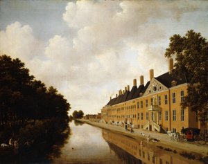 Ein Blick auf die Prinzessengracht, Den Haag, Blick auf die Bezuidenhoutsebrug und die Oost Singlesgracht, ca. 1660 von Joris van der Hagen