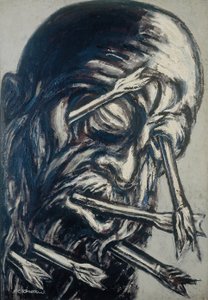 Kopf mit Pfeilen durchbohrt, aus der Serie Los teules