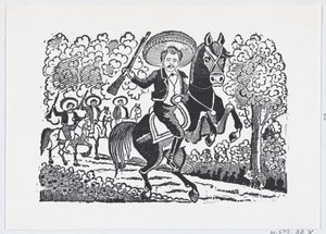 Ein revolutionärer Soldat zu Pferd mit Gewehr, Heraclio Bernal, ca. 1880-1910