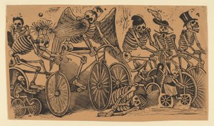 Skelette calaveras auf Fahrrädern, ca. 1900 von José Guadalupe Posada