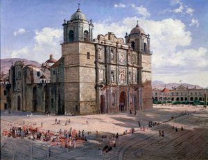 Ansicht der Kathedrale von Oaxaca, Mexiko von José María Velasco