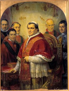 Porträt von Papst Pius IX. umgeben von seinen Kardinälen