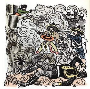 Die mexikanische Revolution (1910-1920): Angriff auf das Haus von Aquiles Serdan (1876-1910). Xylographie von Jose Guadalupe Posada (1852-1913).