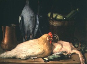 Stillleben mit Huhn von Jose Lopez Enguidanos