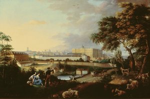 Blick auf den Königspalast in Madrid vom Principe Pio Berg von Jose Maria Avrial Y Flores