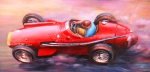 Juan Manuel Fangio, Mille Miglia 1953, Alfa Romeo 6C 3000cc (rotes Dach) von Jose Maria Villafuerte