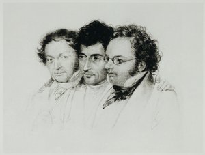 Johann Baptist Jenger, Anselm Hüttenbrenner und Franz Schubert von Josef Eduard Teltscher