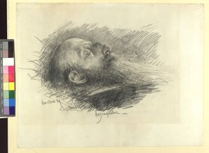 Ludwig Anzengruber auf dem Totenbett von Josef Engelhart