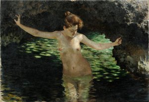 Waldsee - Badende von Josef Engelhart