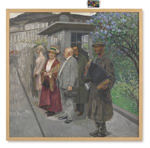 Warten auf den 2er (Straßenbahnhaltestelle) von Josef Engelhart