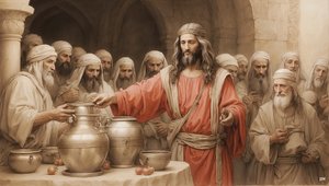 Jesus sagt den Dienern, füllt die Wasserkrüge - Hochzeit von Kanaan