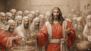Jesus sagt den Dienern, füllt die Wasserkrüge - Hochzeit von Kanaan von Josef Johann Michel