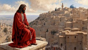 Jesus wurde vom Teufel auf die Tempelzinne gestellt - stürze Dich herab