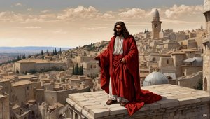 Jesus wurde vom Teufel auf die Tempelzinne gestellt - stürze Dich herab
