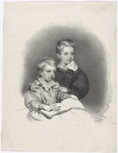 Kronprinz Franz Joseph und Erzherzog Ferdinand Maximilian Josef als Kinder von Josef Kriehuber