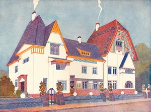 Haus in Darmstadt, entworfen von Professor Joseph Olbrich, ca. 1900 1901-1902 von Josef Maria Olbrich