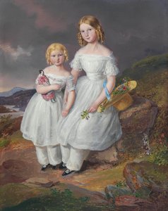 Porträts von Franziska Gräfin Kolowrat-Krakowsky 1835-1904 und Seraphine Gräfin..., 1841 von Josef Mánes