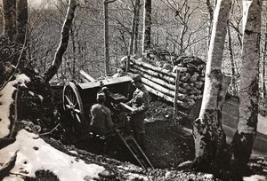 Album "Meine weltkriegs - Erinnerungen Südwestfront (Kärnten, Italien, Südtirol) 31/03/1915-12/11/1918 - Josef Zohles Wien": Soldaten mit Kanone von Josef Zohles