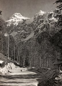 Album "Meine Weltkriegs-Erinnerungen Südwestfront (Kärnten, Italien, Südtirol) 31.03.1915-12.11.1918 - Josef Zohles Wien": Bergstraße (s/w Foto) von Josef Zohles