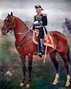 Reiterporträt von Porfirio Diaz (1828-1915), Revolutionär und mexikanischer Präsident von Josep Cusachs y Cusachs