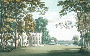 Das Haus, die Gärten und der See von Strawberry Hill, graviert von J.C. Stadler, veröffentlicht 1793