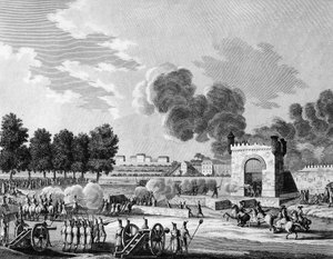 Französische Revolution: Republikanisches Fest der Siege, Kampf junger Studenten auf dem Marsfeld in Paris am 21. Oktober 1794. Gravur von Malapeau nach Swebach - Desfontaines. Paris, Bibliothek des Instituts für Revolutionsgeschichte von Joseph (after) Swebach Desfontaines