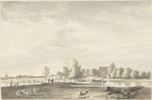 Das Fährhaus an der Lek bei Schoonhoven von Joseph Adolf Schmetterling