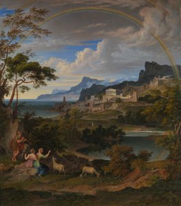 Heroische Landschaft mit Regenbogen