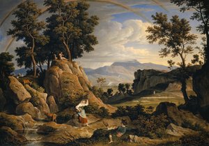 Landschaft bei Olevano mit Regenbogen, 1823-24
