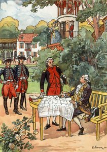 Der französische König Ludwig XVI. und der Navigator Jean Francois de Galaup, comte de Laperouse (1741-1788) im Jahr 1785, Illustration von JL Beuzon 1933 von Joseph Beuzon