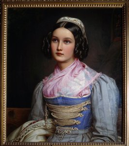 Porträt von Helene Sedlmayer, der Tochter eines Münchner Schuhmachers, in traditioneller bayerischer Tracht