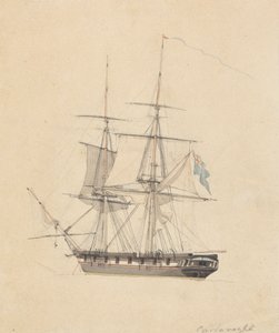 Einzelner Hermaphroditen-Brigg, Heck vorwärts