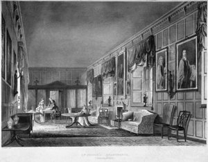 Innenansicht der Wohnung von Dr. Fisher, Charterhouse, Finsbury, London, 1816