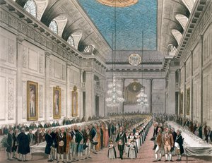 Prozession in der Freimaurerhalle, Queen Street, London, ca. 1780-1812 von Joseph Constantine Stadler