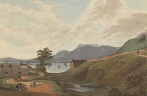 Soongey Lamou Hills Fort Marlborough, Benkulen, Sumatra, 1799 von Joseph Constantine Stadler