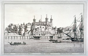 Südansicht des Tower of London mit Booten auf der Themse, 1795 von Joseph Constantine Stadler