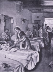 Burenkriegsgefangene im Palasthospital in Simonstown, Illustration aus After Pretoria: The Guerilla War, 1902 von Joseph Finnemore