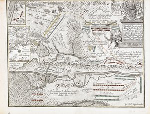 Karte der Schlacht von Poltawa am 27. Juni 1709 von Joseph Friedrich Leopold