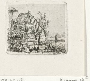 Hühner bei einer Bauernscheune von Joseph Hartogensis