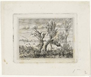 Landschaft mit Kopfweiden (Landschaft bei Oosterbeek) von Joseph Hartogensis
