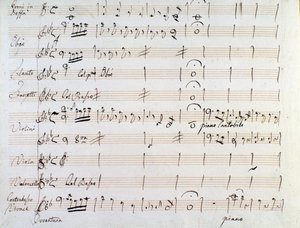Erste Seite der Partitur des Menuetts in Armida von J. Haydn (1784) von Joseph Haydn