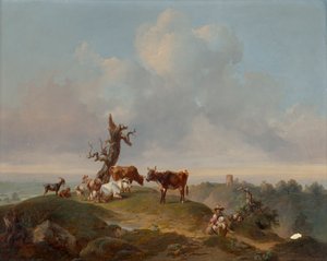 Kühe und Ziegen auf der Weide