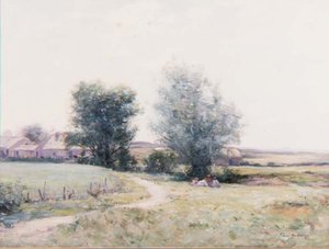 Kinder beim Picknick auf einem Feld