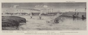 Bombardierung der Forts bei Taku durch Kanonenboote, die Szene im Morgengrauen