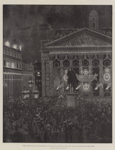Die Krönungsbeleuchtung an der Royal Exchange, mit der Bank of England links von Joseph Holland Tringham